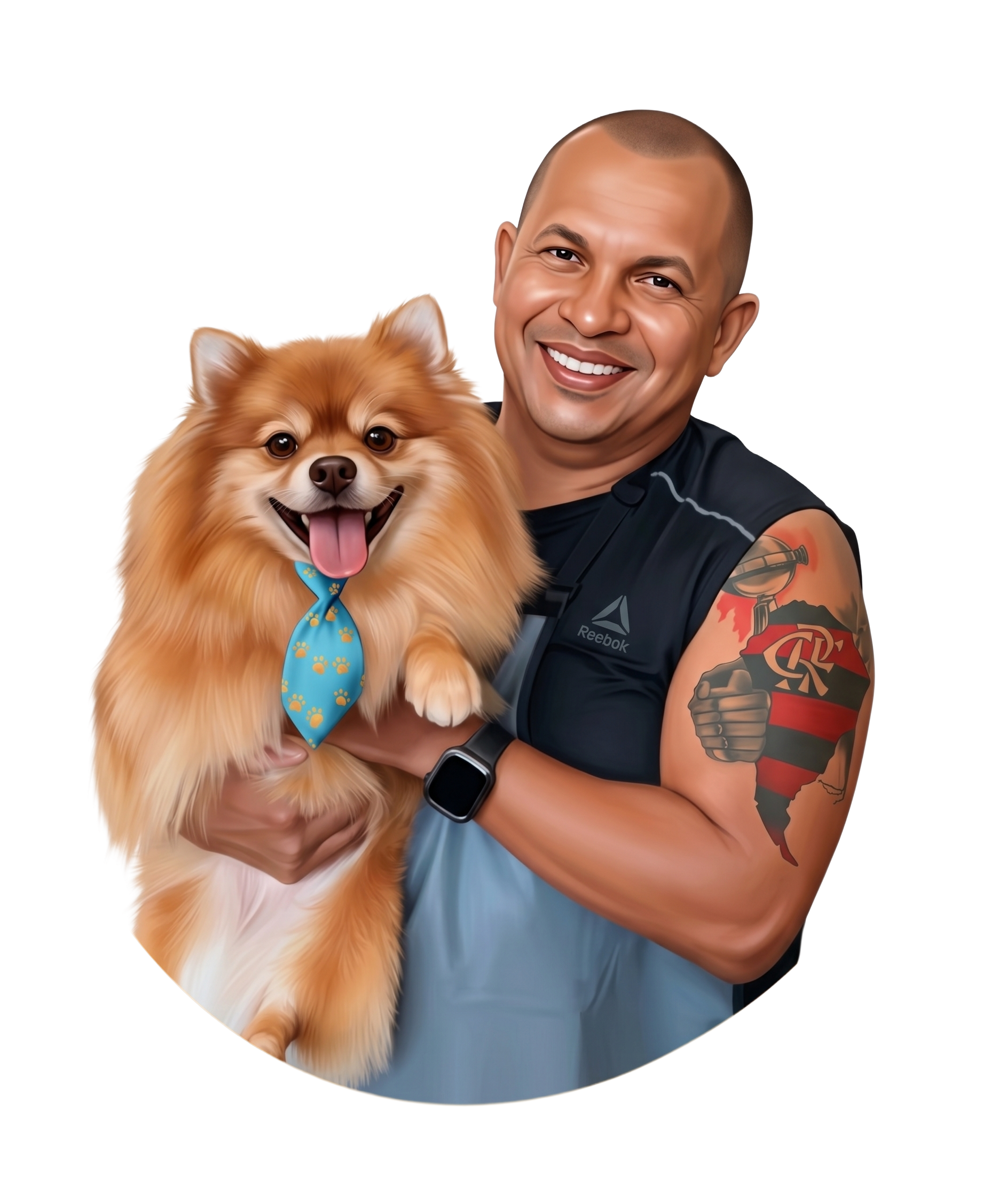 Andre holding a Pomeranian